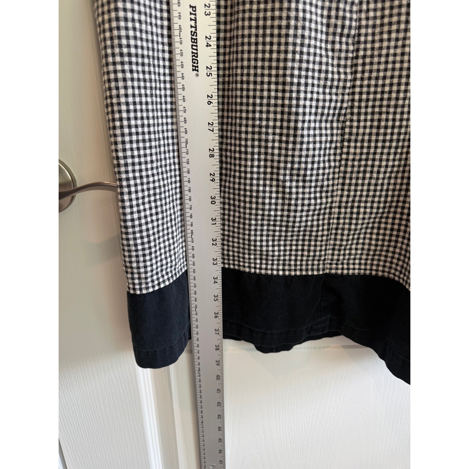 Vintage Gingham Linen Cotton Embroidered Cottagecore Jumper Dress 1X Shabby chic