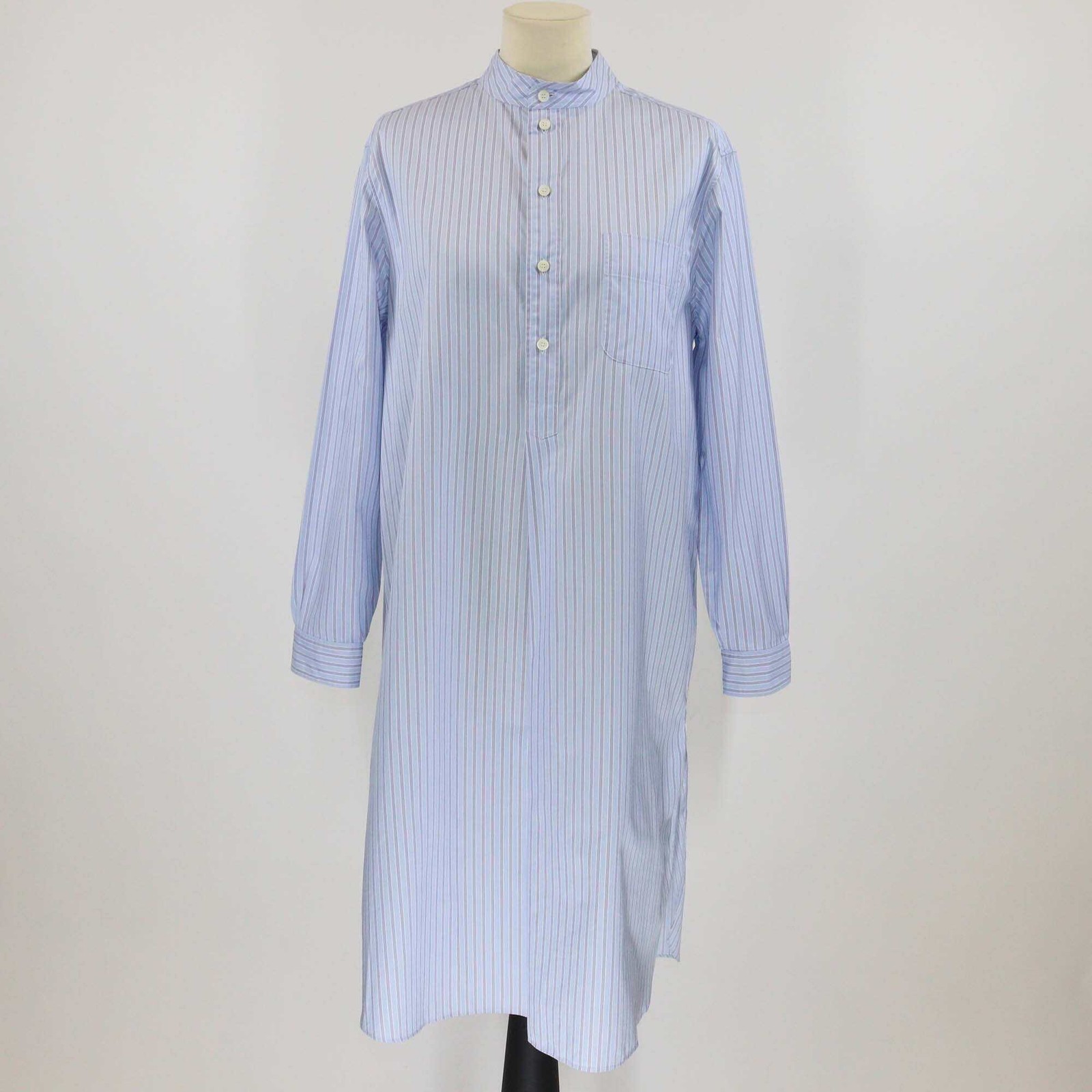 Loro Piana Blue Cotton Catlin Stripe Long Sleeve Tunic Dress
