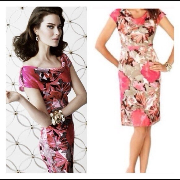 Banana Republic Mad Men Floral Sheath Dress Size 2 Floral Lined Career -S1