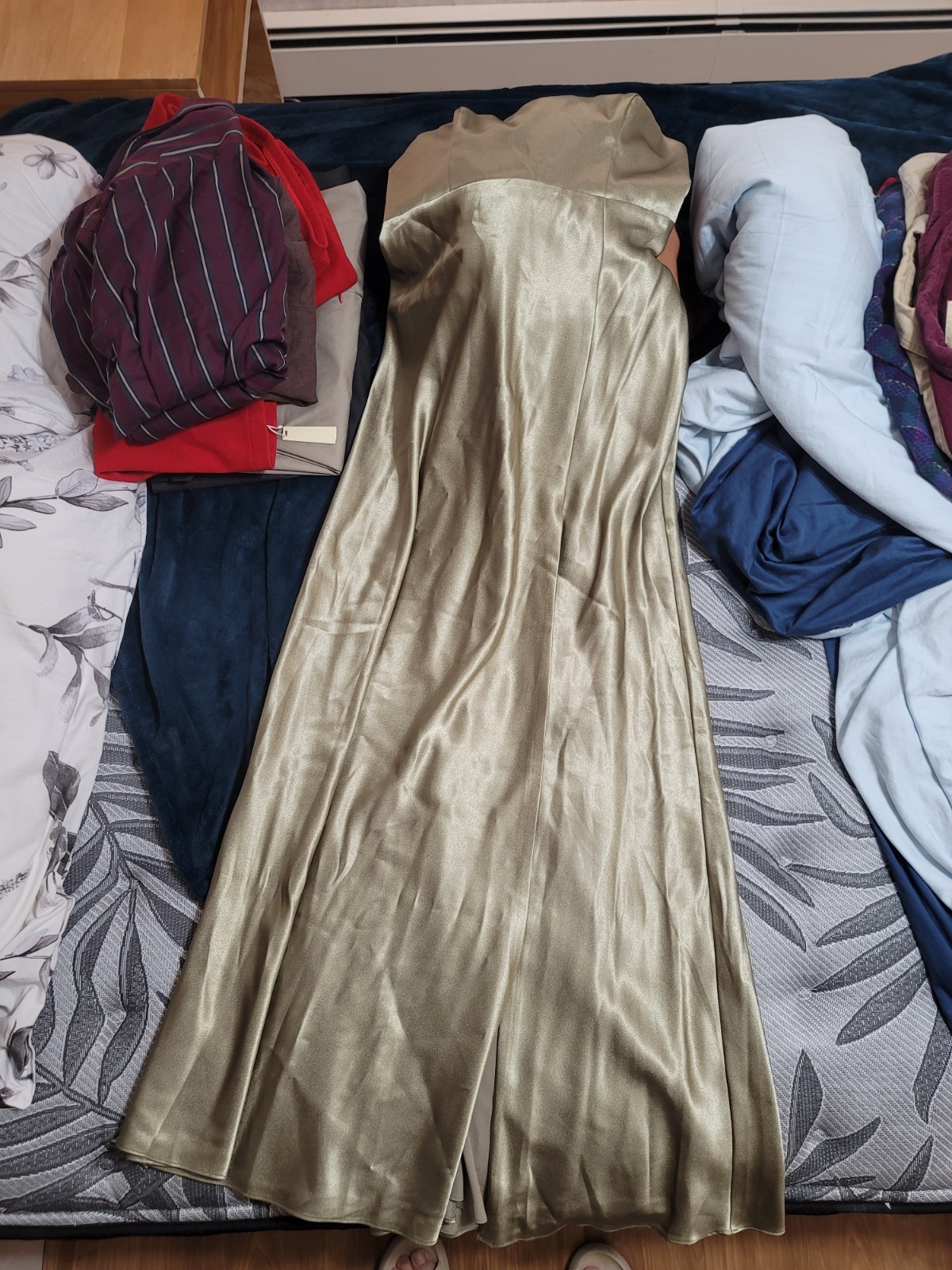 Birdy Grey Champagne Evening Dress Golden L 52 Inch Long