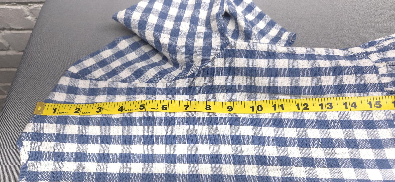 Blue Gingham Check Fit Flare Midi Dress Womens S Ruffle Bell Sleeve Cottagecore