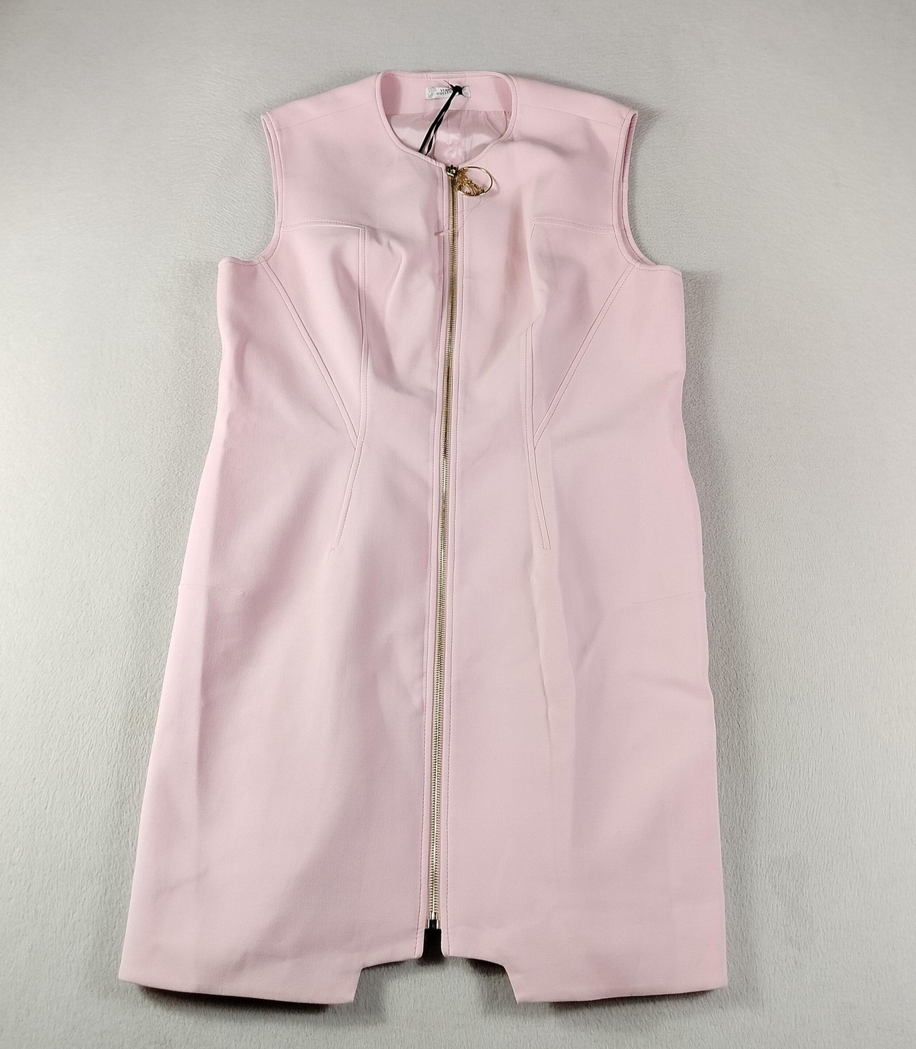 Versace Collection Dress Womens 50 Pink Sleeveless Sheath Medusa Zip Ring Pull