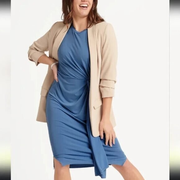 BETABRAND Knot Jersey Dress in Light Blue Size M