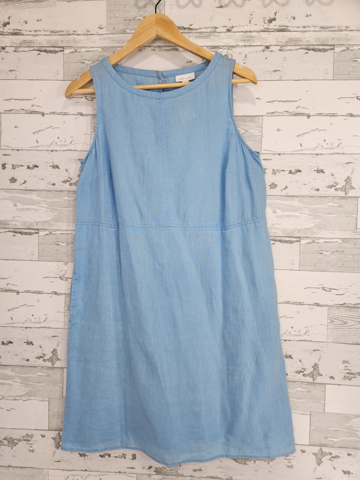 J Jill Love Linen Womens Petite SP Linen A Line Dress Light Blue Pockets