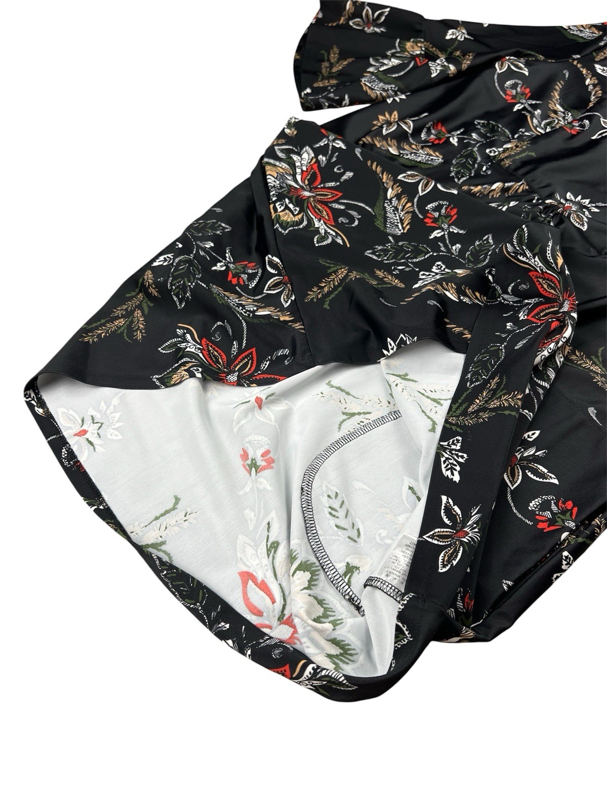 Jude Connally Shift Dress V-Neck 3/4 Bell Sleeve Floral Black Multicolor S