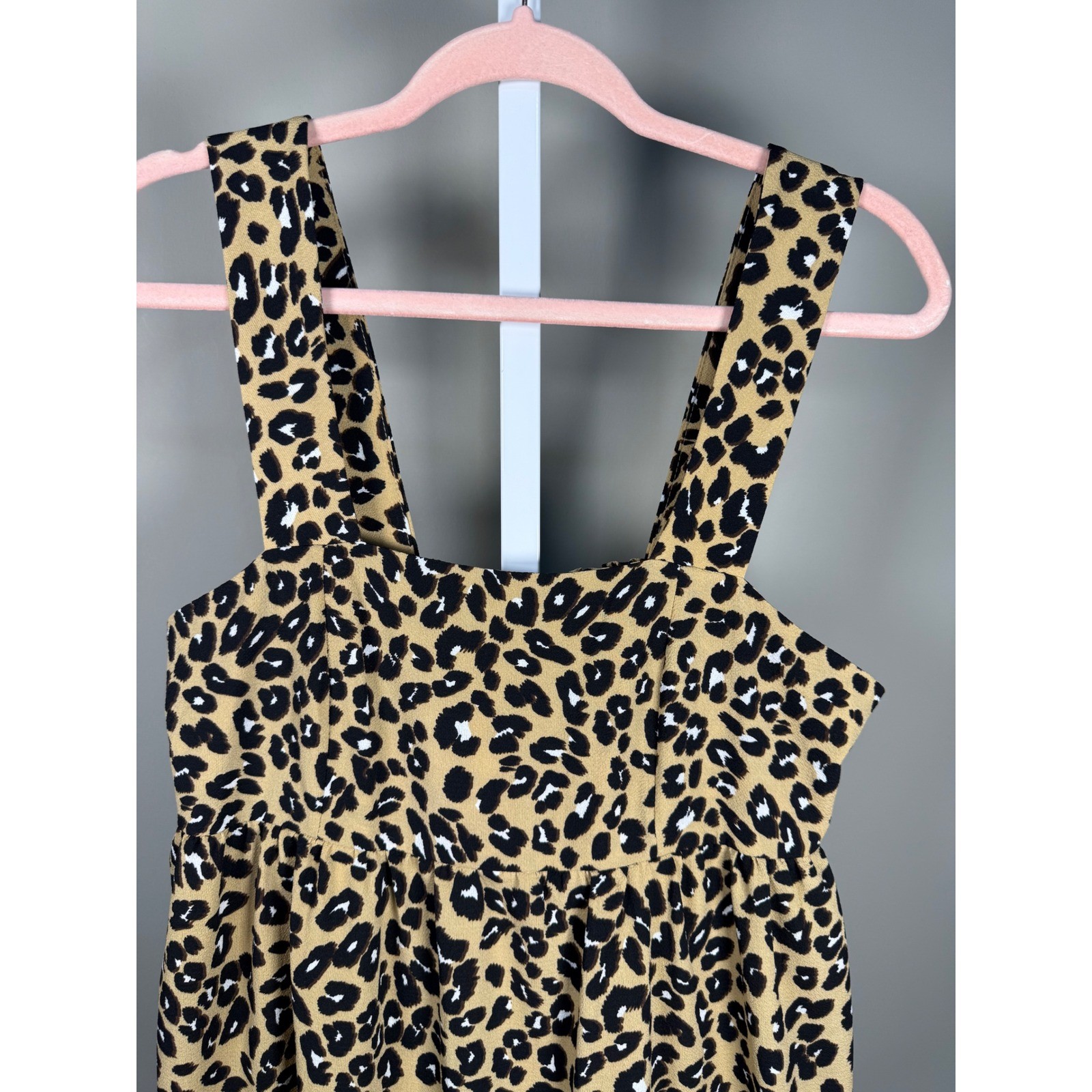 Adrienne Leopard Print Tiered Mini Dress NWT Size M Chic Trendy