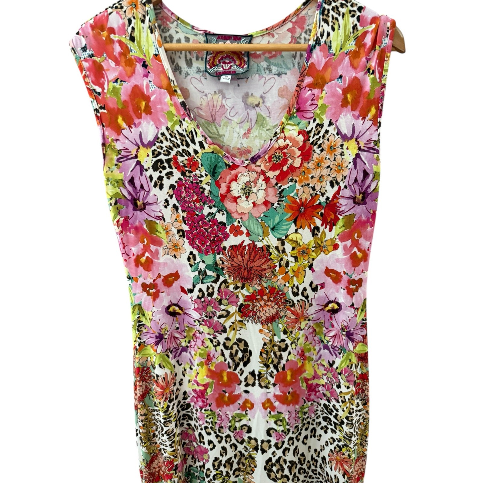 Johnny Was Bamboo Wild Garden High Slit Knit Dress Multicolor Size XS