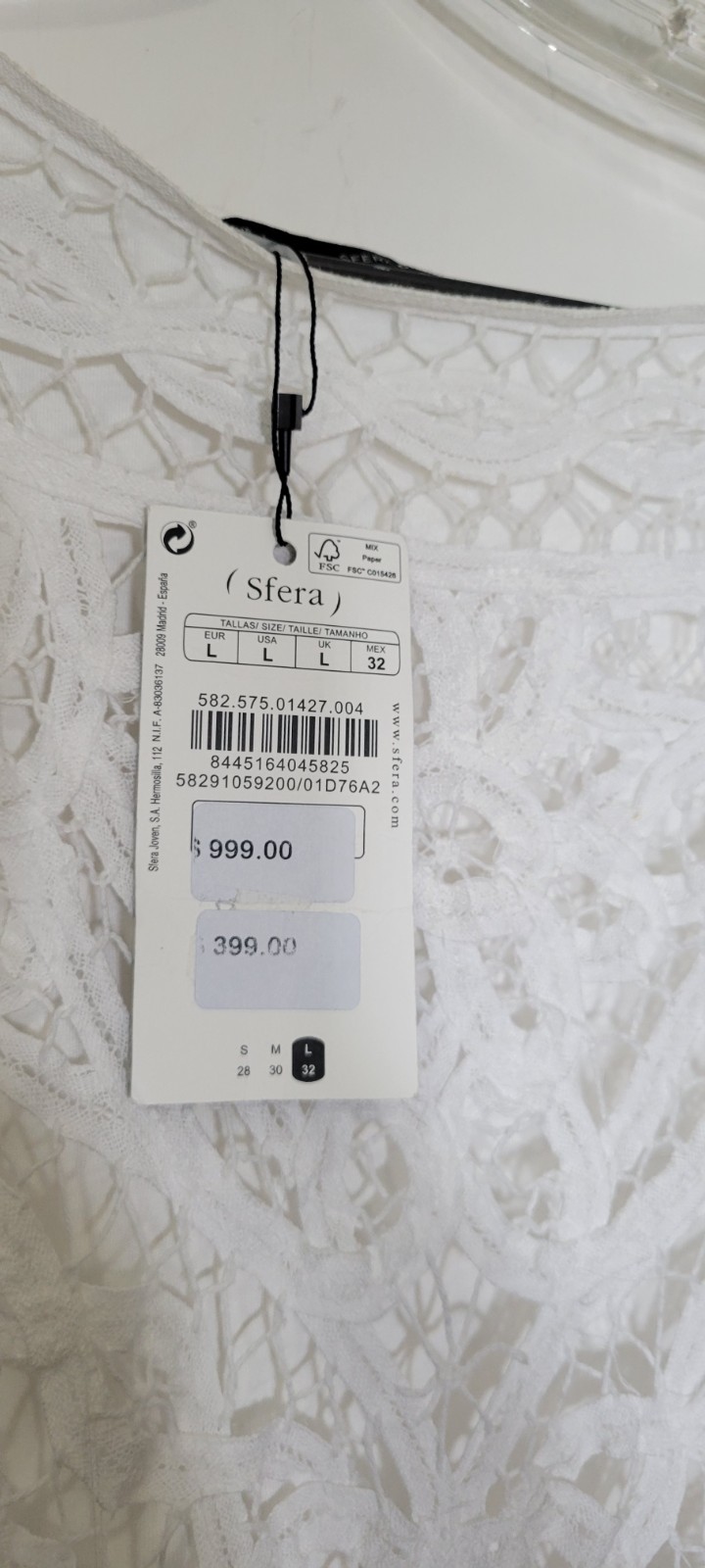 New Sfera Collection Women’s Size Large Layered White Floral Lace Dress NWT