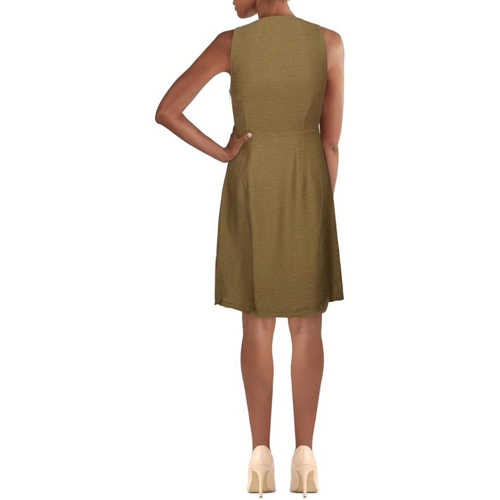 Joie Viara Olive Green Faux Wrap V Neck Sleeveless Dress 4