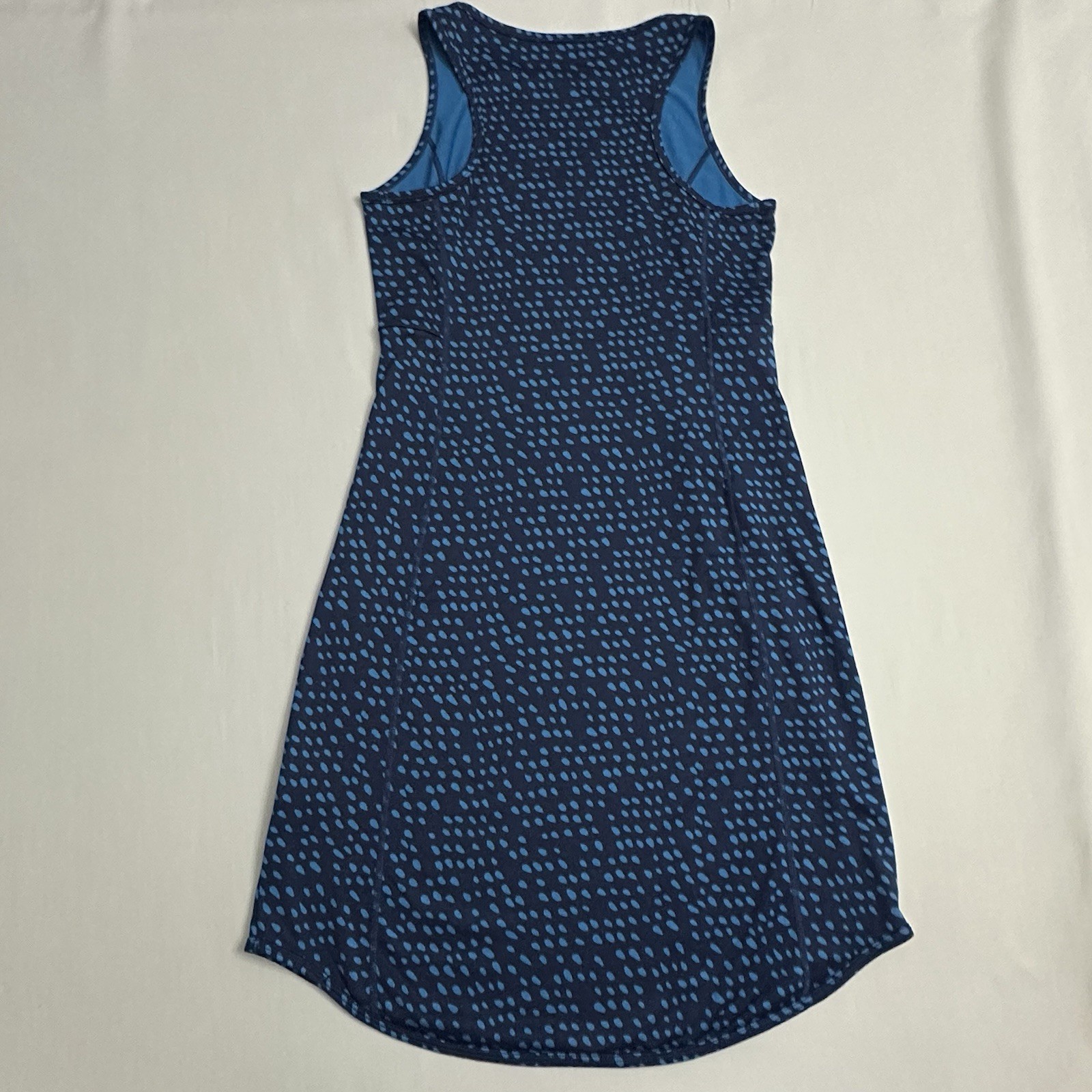 Title Nine Alpha Racerback Dress Womens XS Blue Batik Dot Sleeveless Zip Pocket