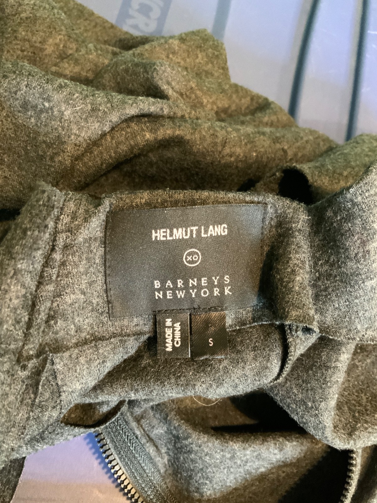 Helmut Lang X Barneys Gray Wool Sleeveless Asymmetric Zip Pencil Dress, Size S