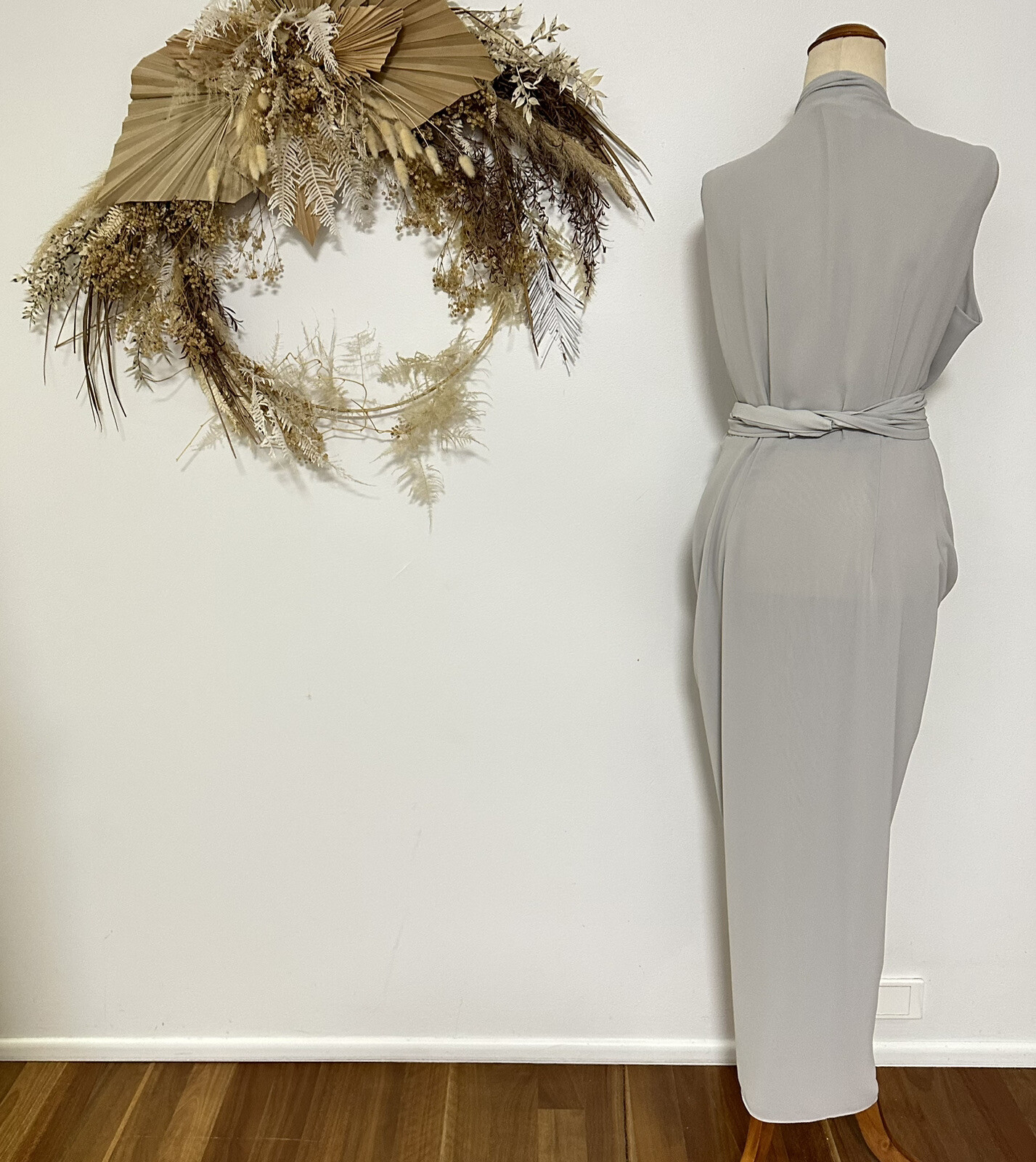 CARLA ZAMPATTI WATERFALL DRESS Light Blue/ Grey Event Party Cocktail Size 8