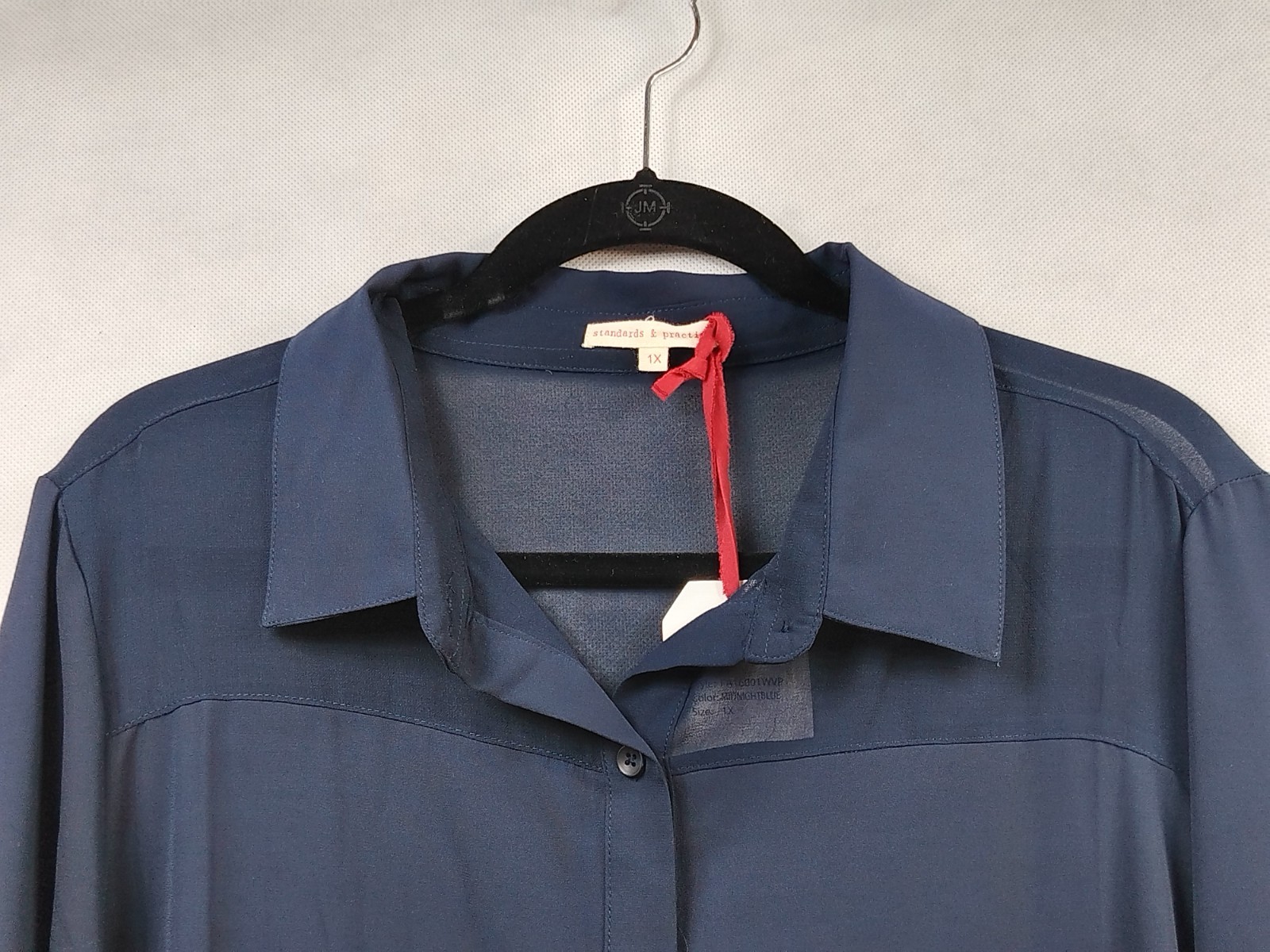 Standards & Practices Shirtdress Plus sz 1x Blue Roll tab button cuff sheer NEW