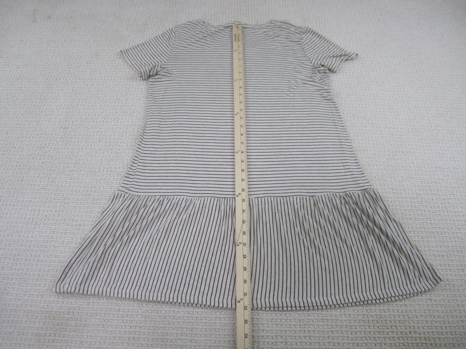7th Ray Dress Womens Large Beige Striped Casual Fit & Flare Cap Sleeve
