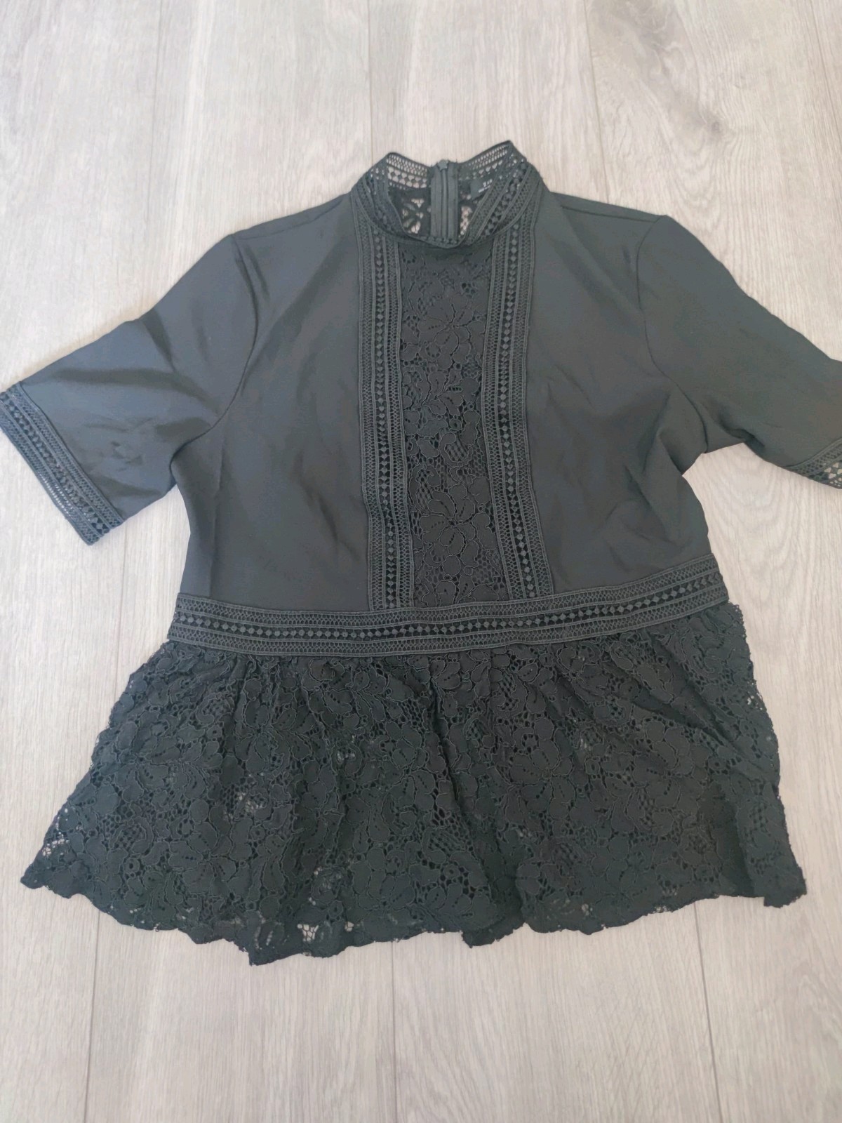 Zara Black Lace High-Neck Mini Dress – Size XS (UK 6)