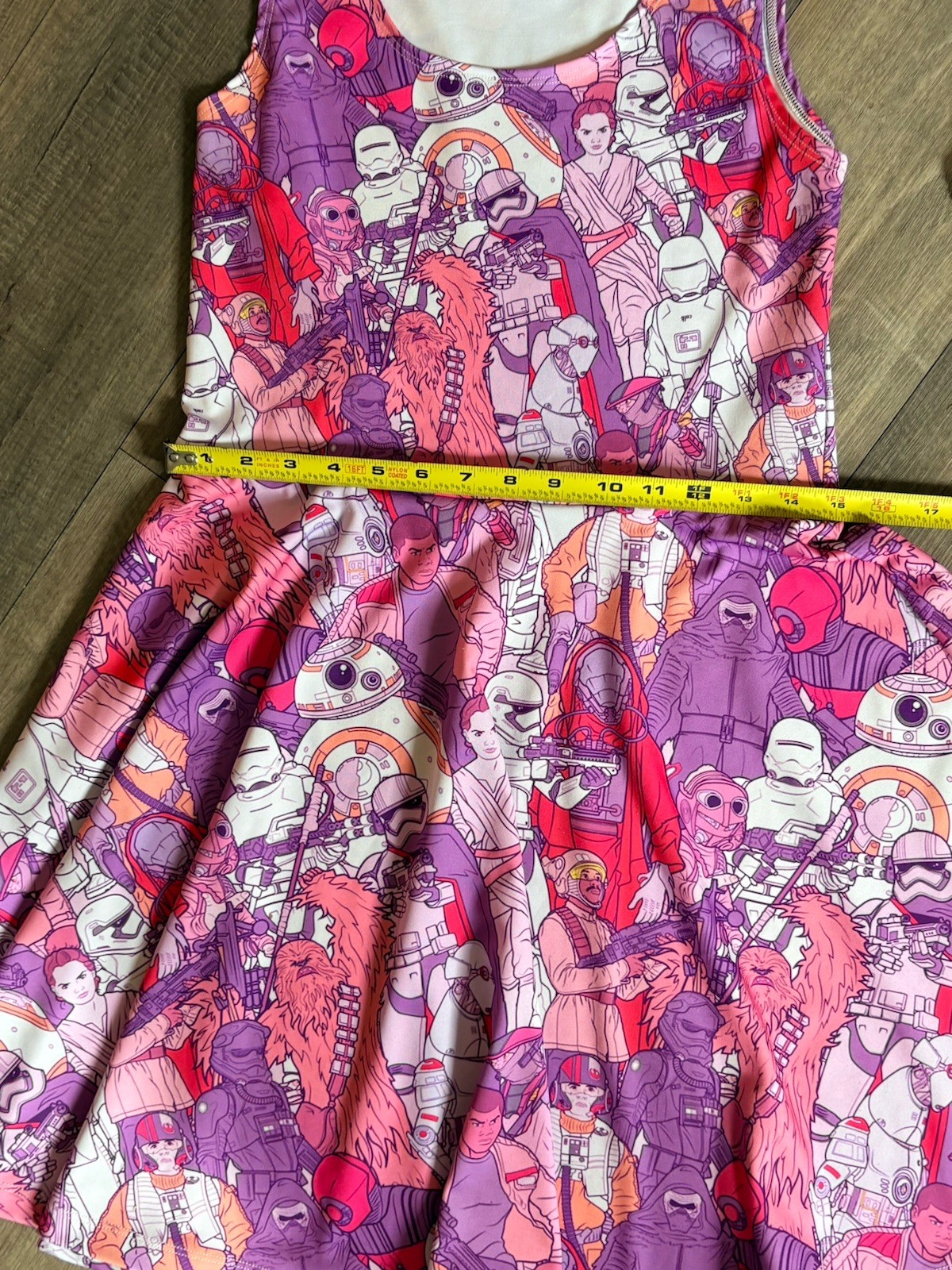 Star Wars Characters Sleeveless Skater Dress Womens Large Pink Purple Rey BB8