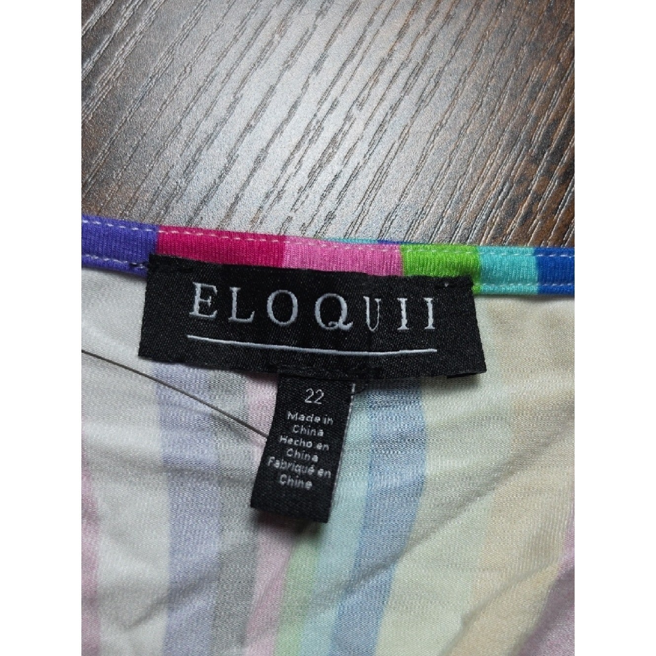 ELOQUII | Rainbow Multicolor Striped V-Neck Wrap Around Tie-Waist Dress | 22