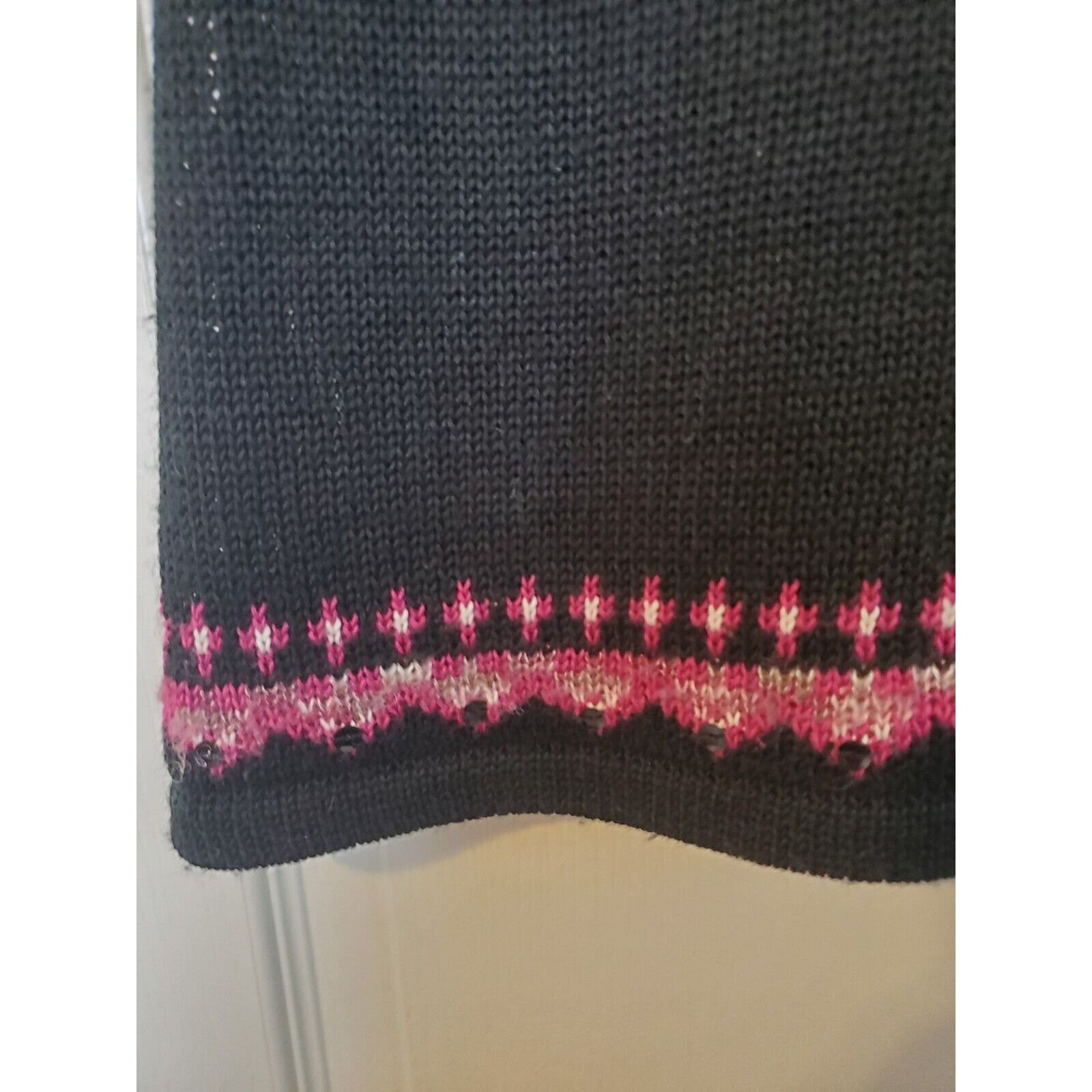 American Rag Cie Black Purple Knit Cap Sleeve Pullover Sweater Dress, Size Small
