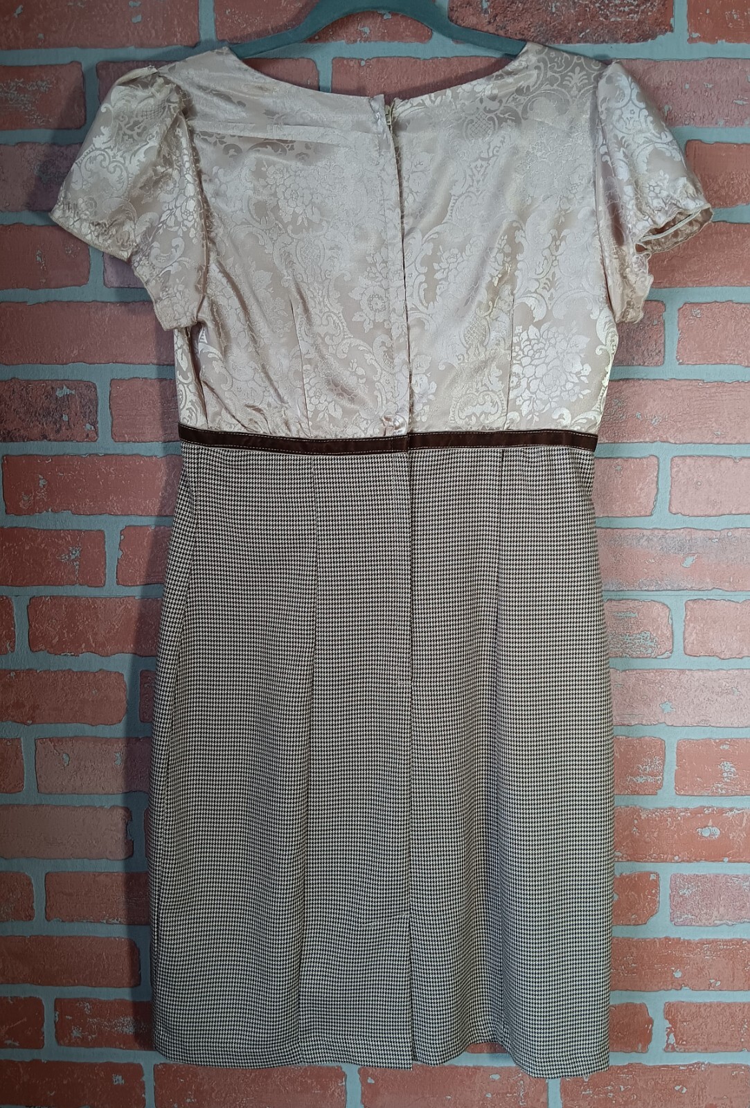 Maurices Floral Damask & Houndstooth Babydoll Dress Size 5/6 Retro Dark Academia