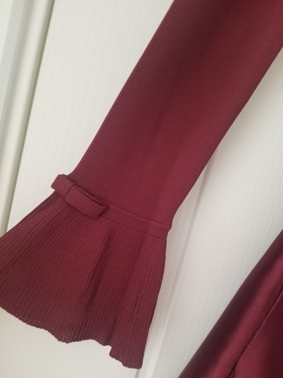 Ted Baker Zadi Midi Dress Knitted Bodice Burgundy Maroon Size TB 3 UK 12