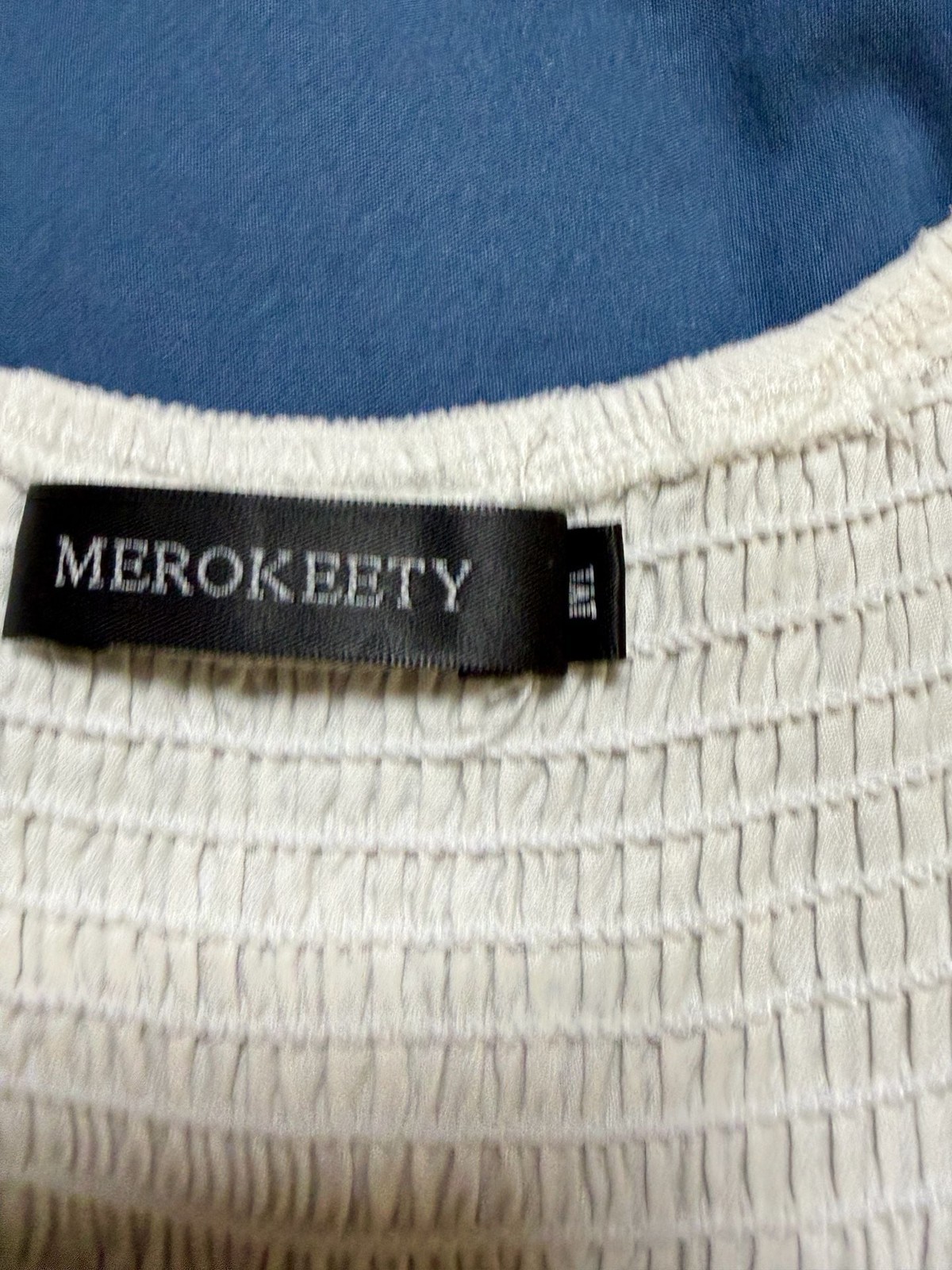 MEROKEETY Women’s White Smocked Flutter Sleeve Tiered Maxi Dress