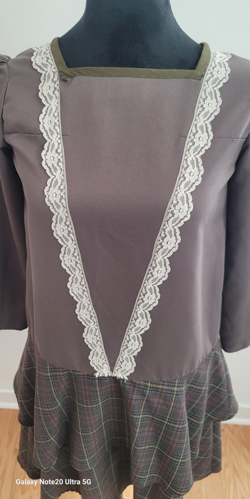 Plaid Mini Dress Womens Small Sage Dark Academia Preppy School Girl Twee Unbrand