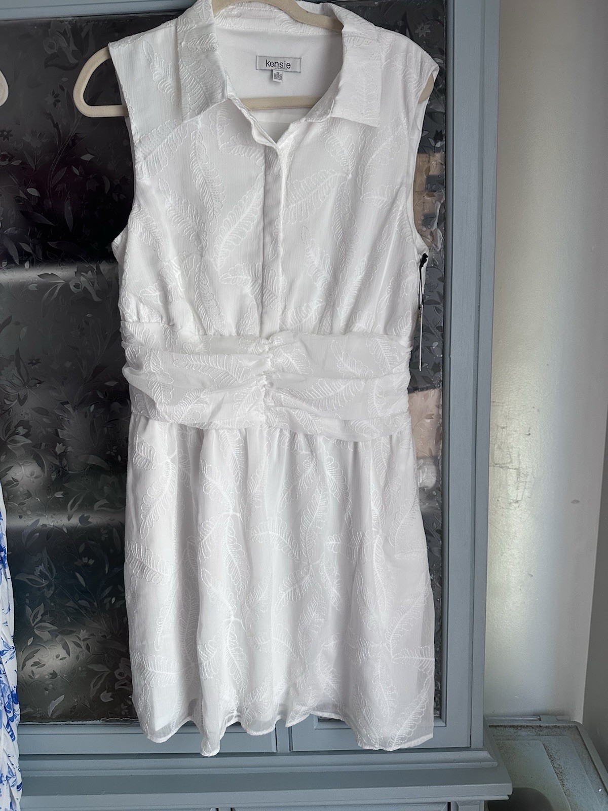 New White Kensie Collared Button Front Sleeveless Dress Size 12