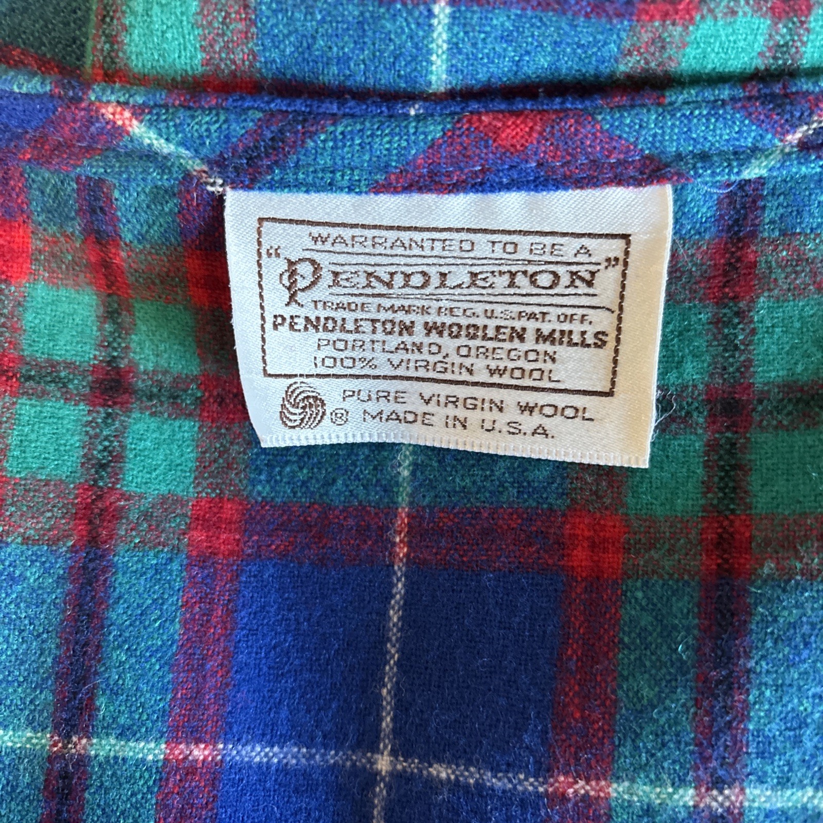 VTG Pendleton 100% Virgin Wool Plaid Long Button Up Jumper W/Pockets Size 12 USA