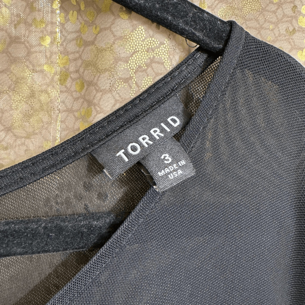 Torrid Black Long Sleeve Mesh Studded Rhinestone Skater Dress 3X 22-24