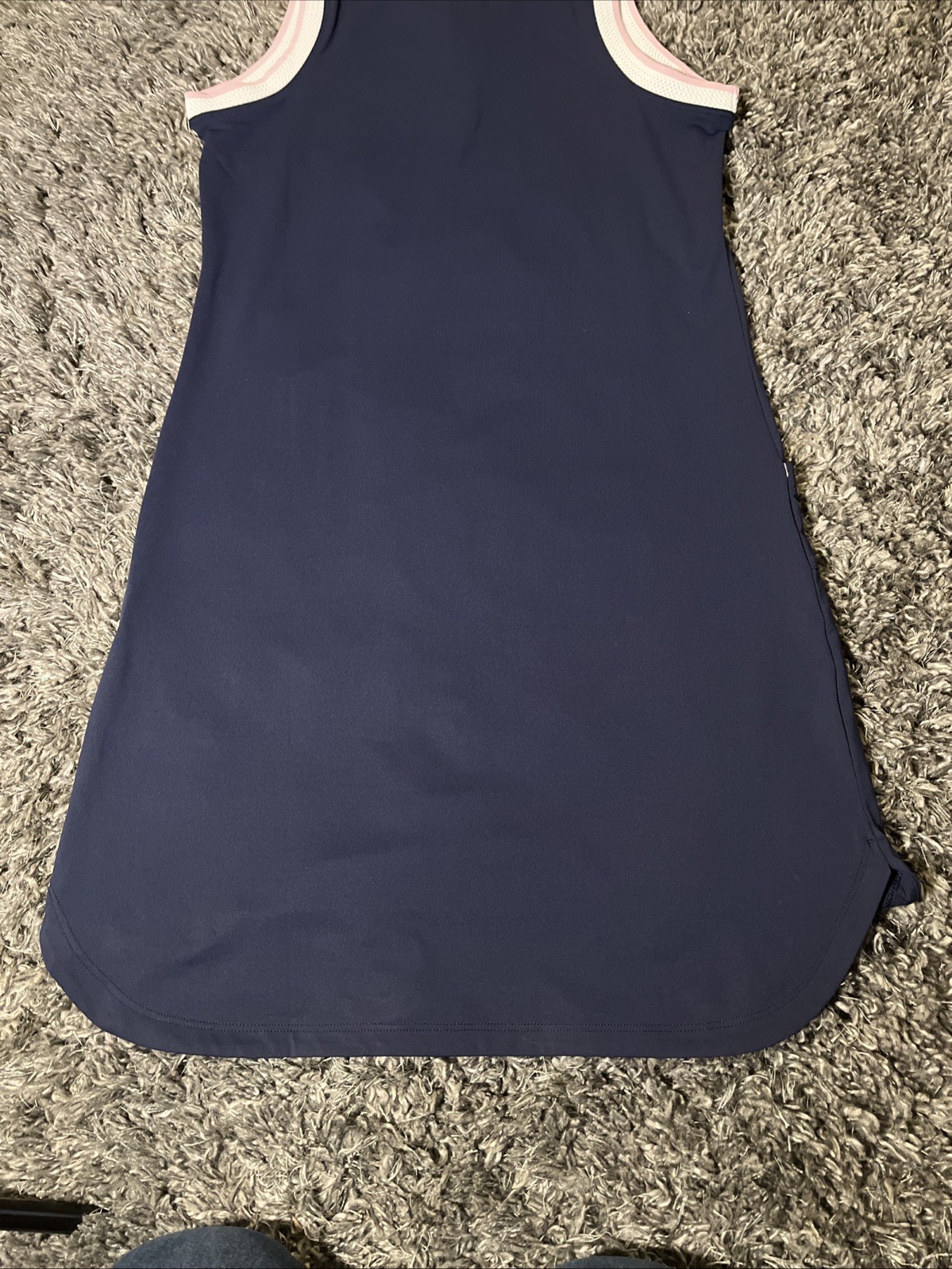 NWT Peter Millar Polo Dress 1/4 Zip Small Navy Blue-White Pink Trim Golf Tennis