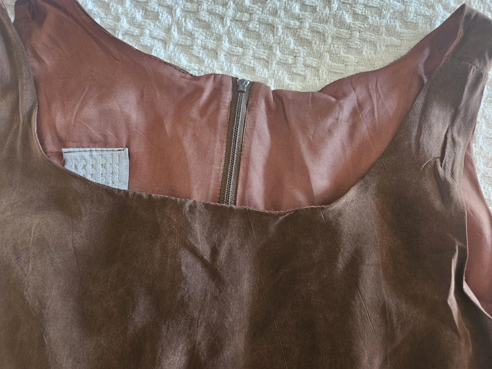 Rabbit Designs Brown Solid Sheath Dress Women’s 14 Scoop Neck Sleeveless Lined