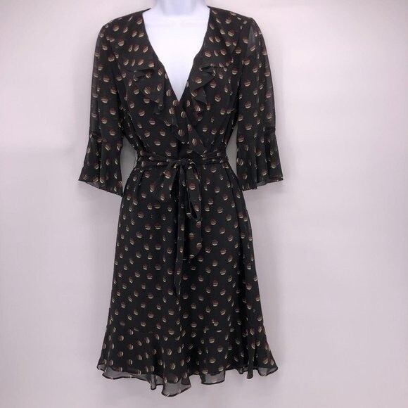 Ann Taylor Loft Size 4 w/ Tie & Ruffled Details 3/4 Sleeves Professional Dress