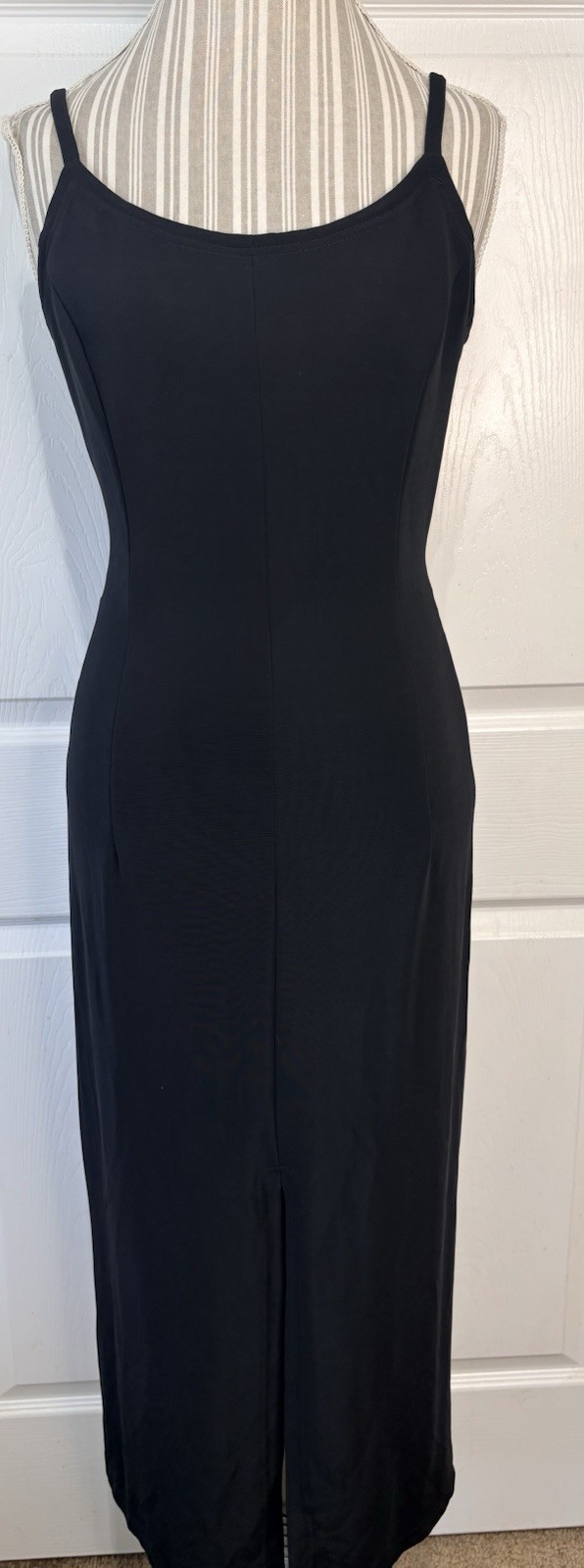 VTG Y2K Scott McClintock Black Stretchy Nylon Bodycon Indie Sleaze Midi Dress~10