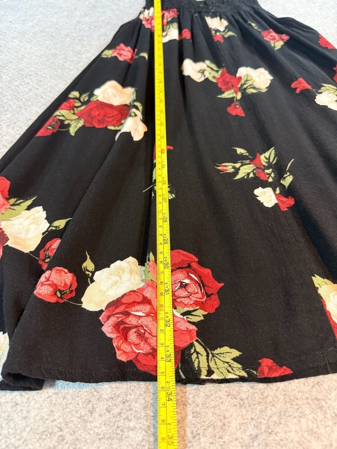 Altar’d State Black Floral Print Halter Mini Dress with Lace Detail Small
