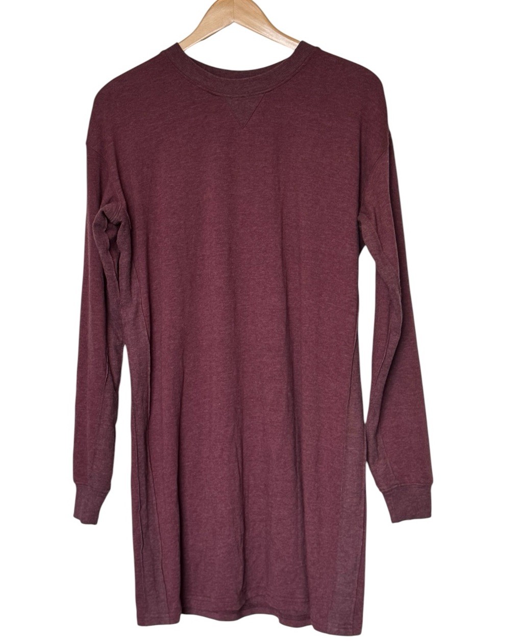 The Normal Brand Puremeso Weekender Dress Size M Burgundy Long Sleeve Crew Neck
