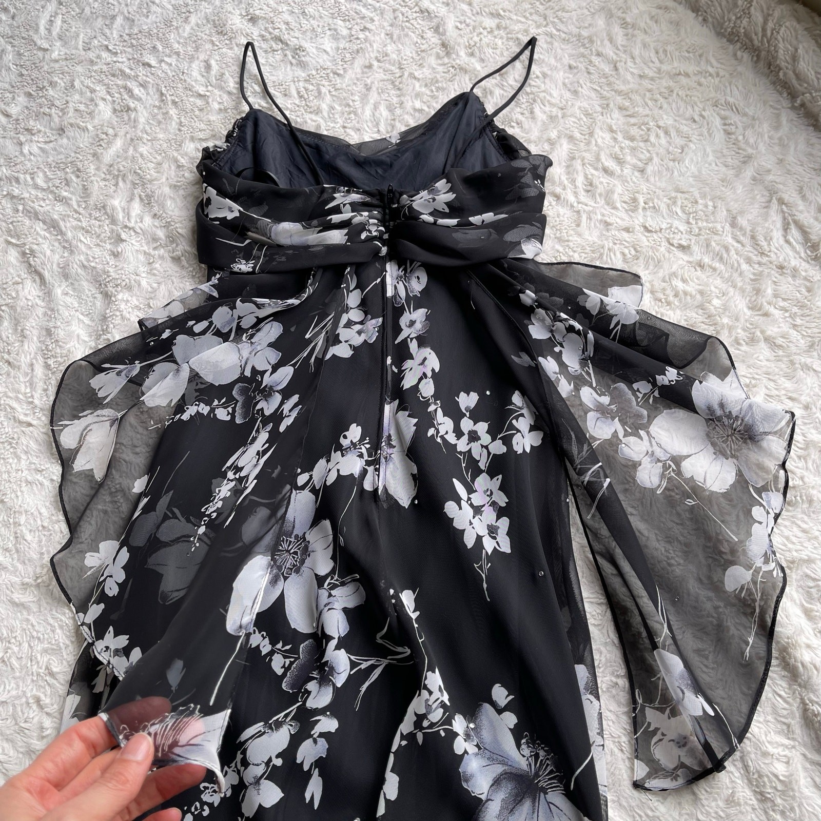 Vintage Cache rhinestone beaded floral print maxi dress cocktail formal prom S