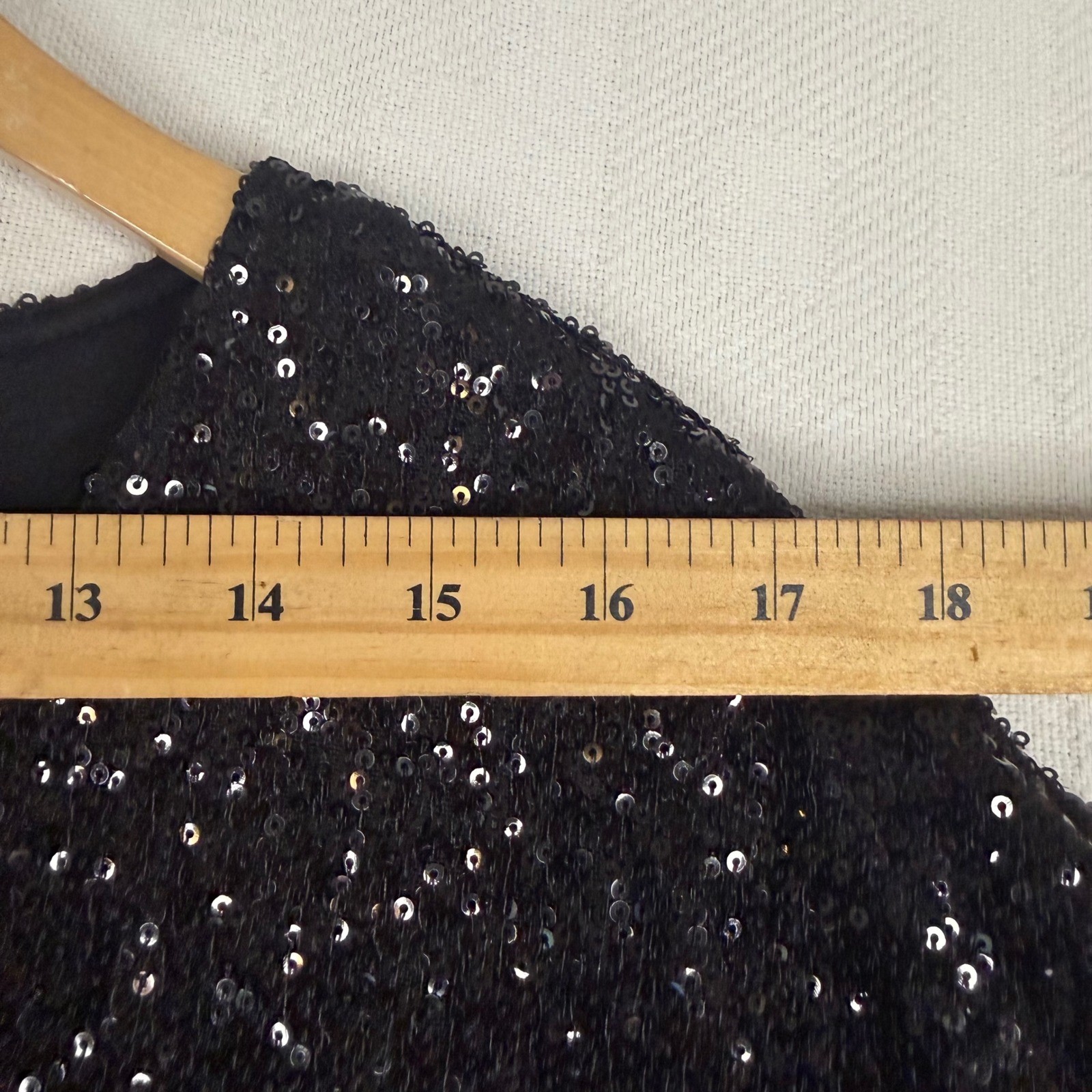 Hilary Radley Black Sequin Short Sleeve V-Neck Shift Dress CO4478L-48F Small NEW
