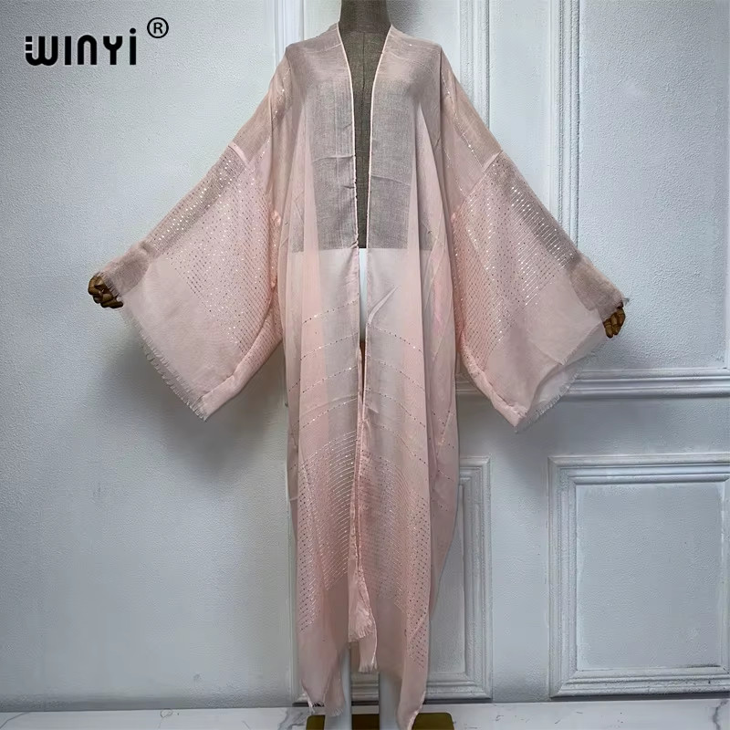2023 Women Bohemian Gold Thread Monochrome Elegant Casual Dress African Cardigan