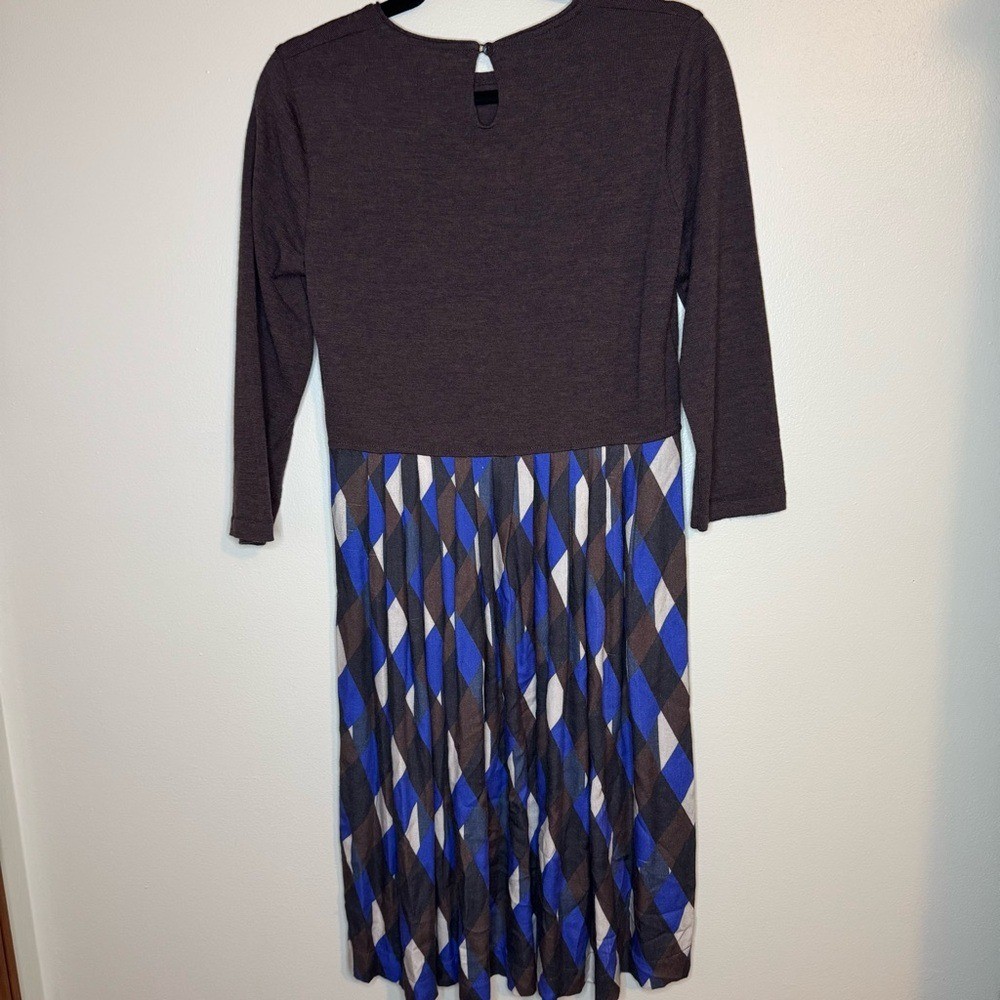Siyu Made in Spain Merino Wool Midi Dress Geometric Print Size L