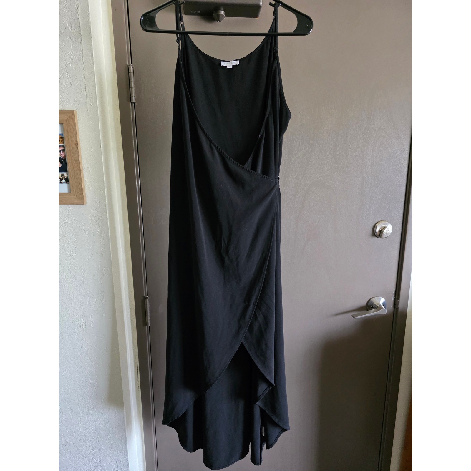 Olivia Grey Black Wrap Dress High Low Sleeveless Spaghetti Strap Women XL
