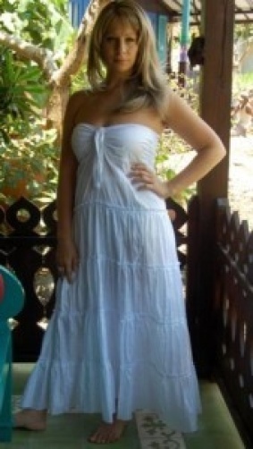 white ruffled strapless adjustable dress S M L XL ONE SIZE ZN518