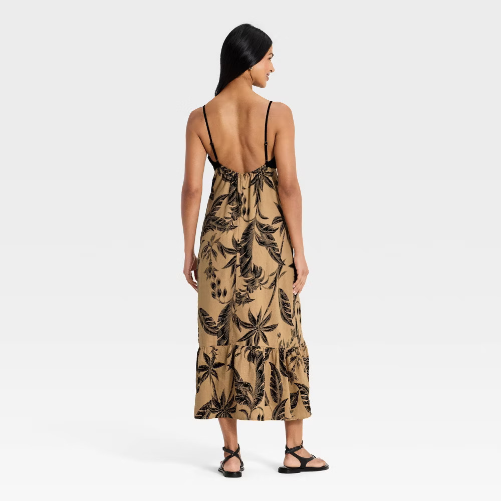 Women Beaded Strap Printed Maxi Dress – A New Day Black L