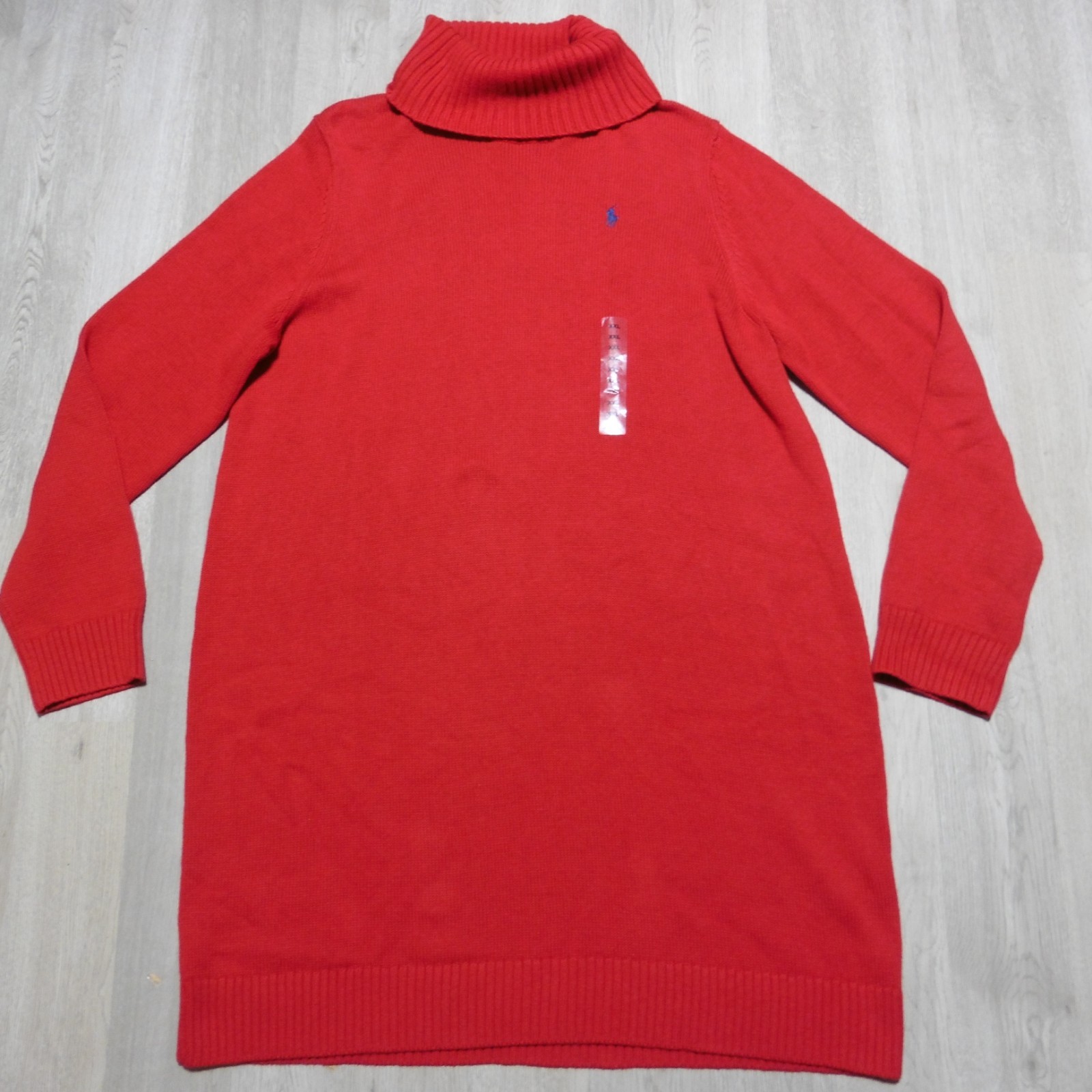 Polo Ralph Lauren Women’s XXL Cotton Wool Turtleneck Sweater Dress Red LS