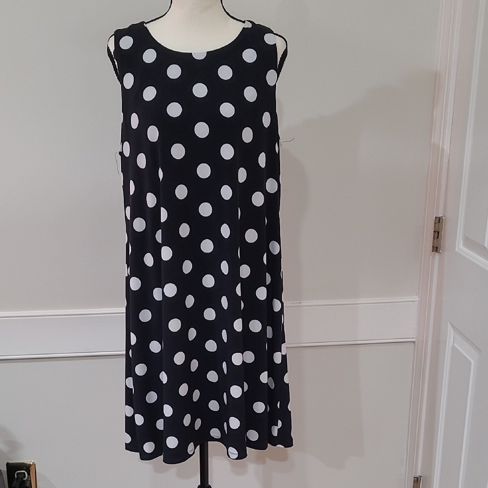 Jessica Howard Black and White Polka Dot Midi Dress