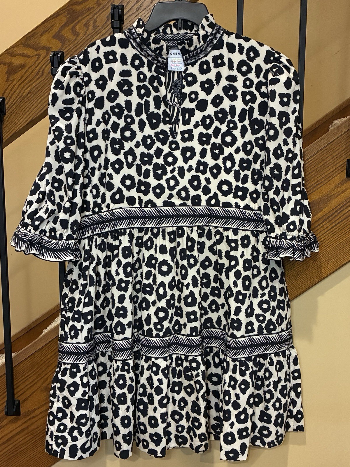 Gretchen Scott Dress Teardrop In Cheetah Black Cream SZ. XL