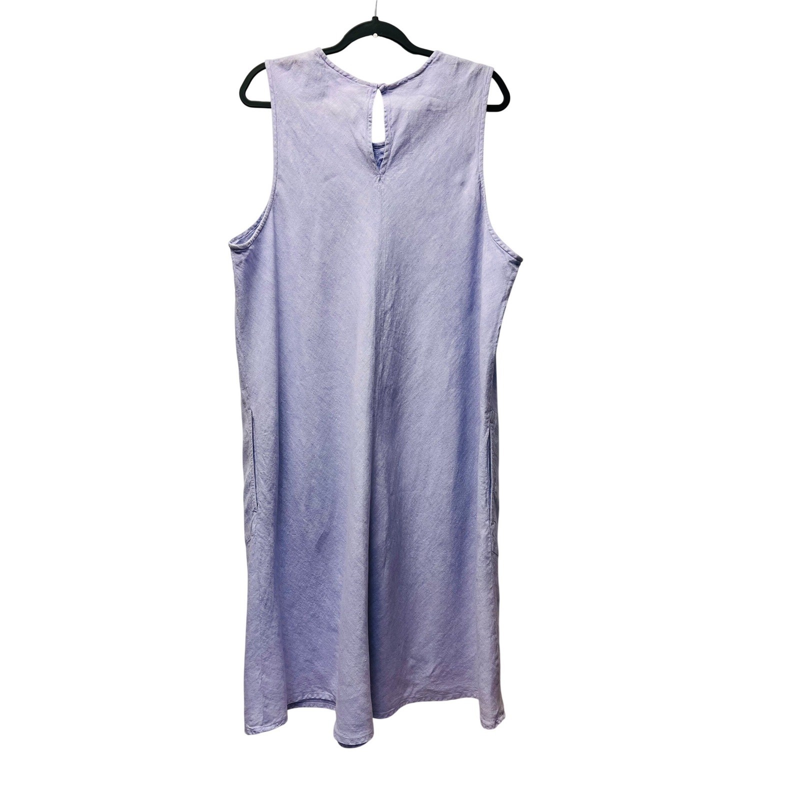 Lands’ End 2X Linen Shift Dress Lavender Purple Lagenlook Minimalist Fisherman
