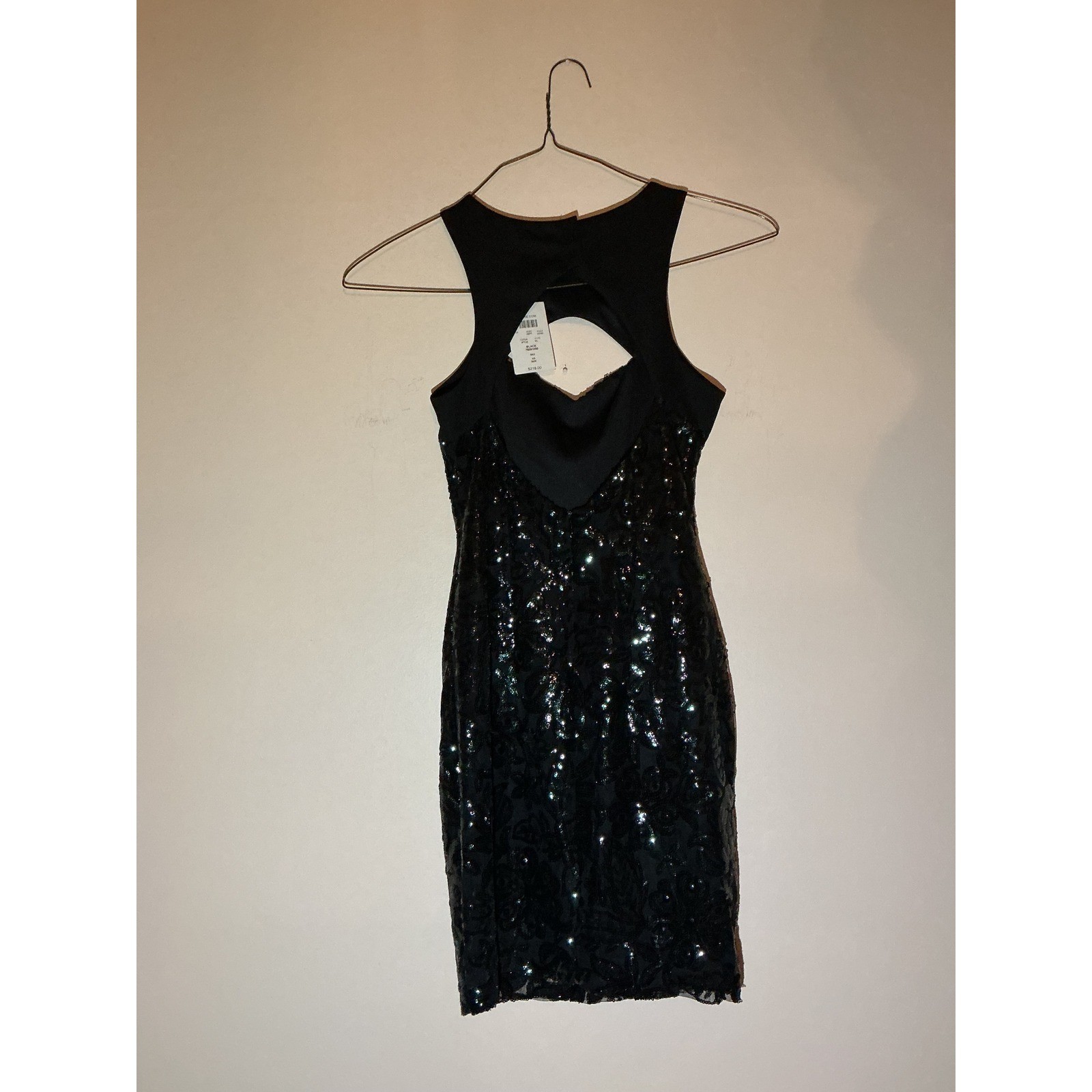 VINTAGE CACHE Black Sequin Cutout Sheath Dress Party Cocktail Occasion Size XS