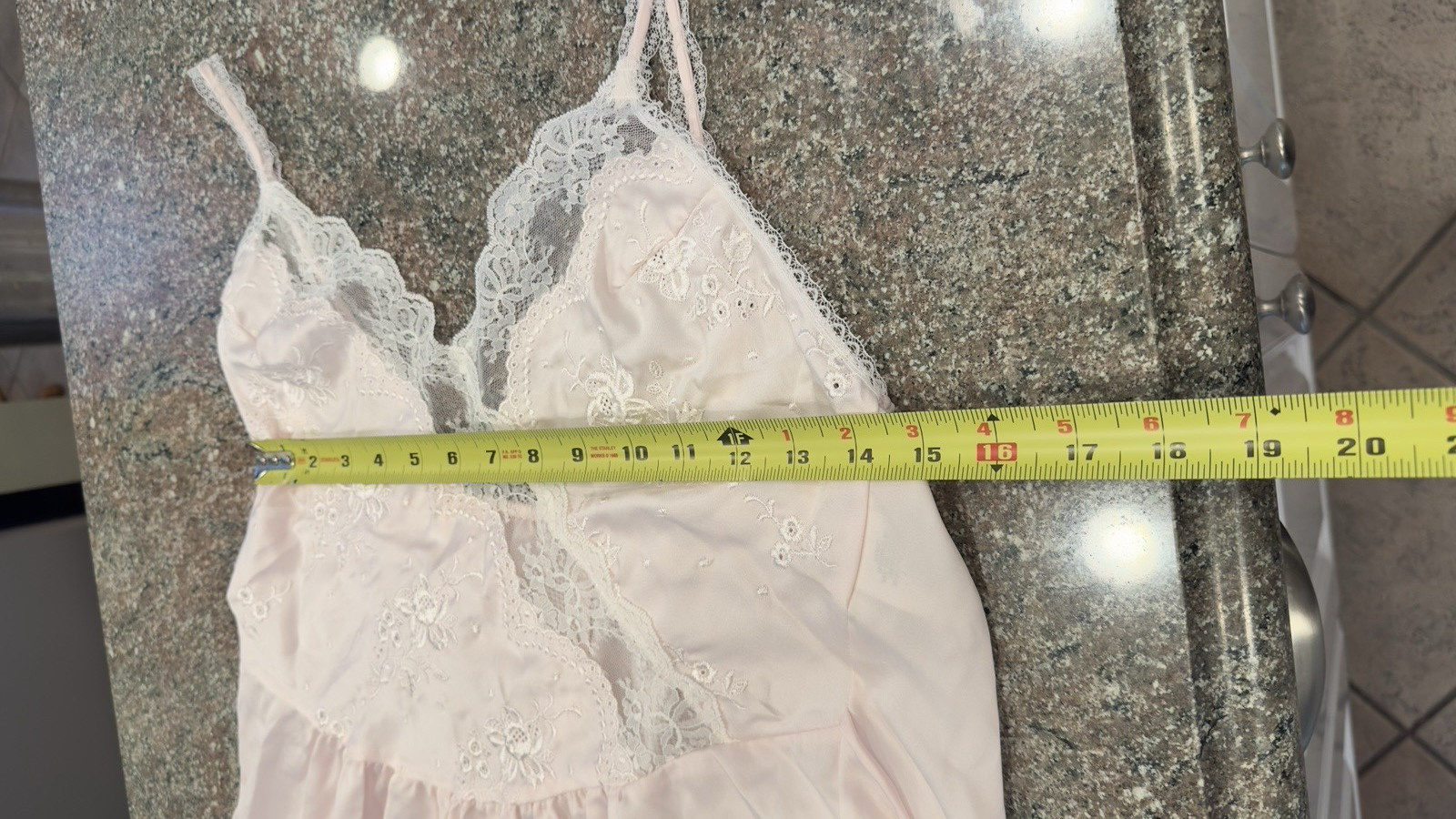 Vintage Miss Dior Slip Dress pink Polyester Embroid Lace USA Gown Lingerie S