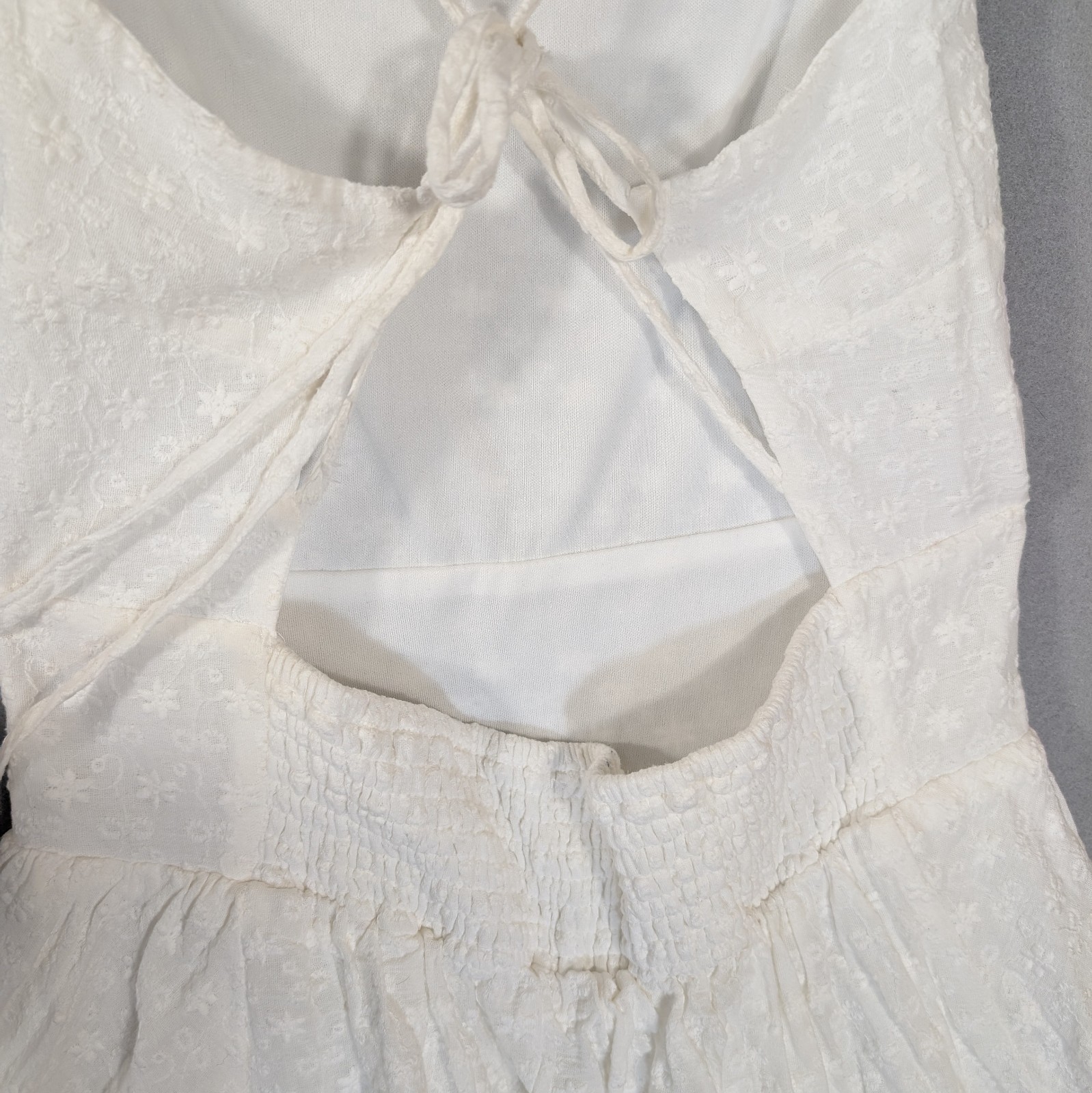 Altar’d State Backless Bubble Hem White Eyelet Dress Size L Cottagecore Western