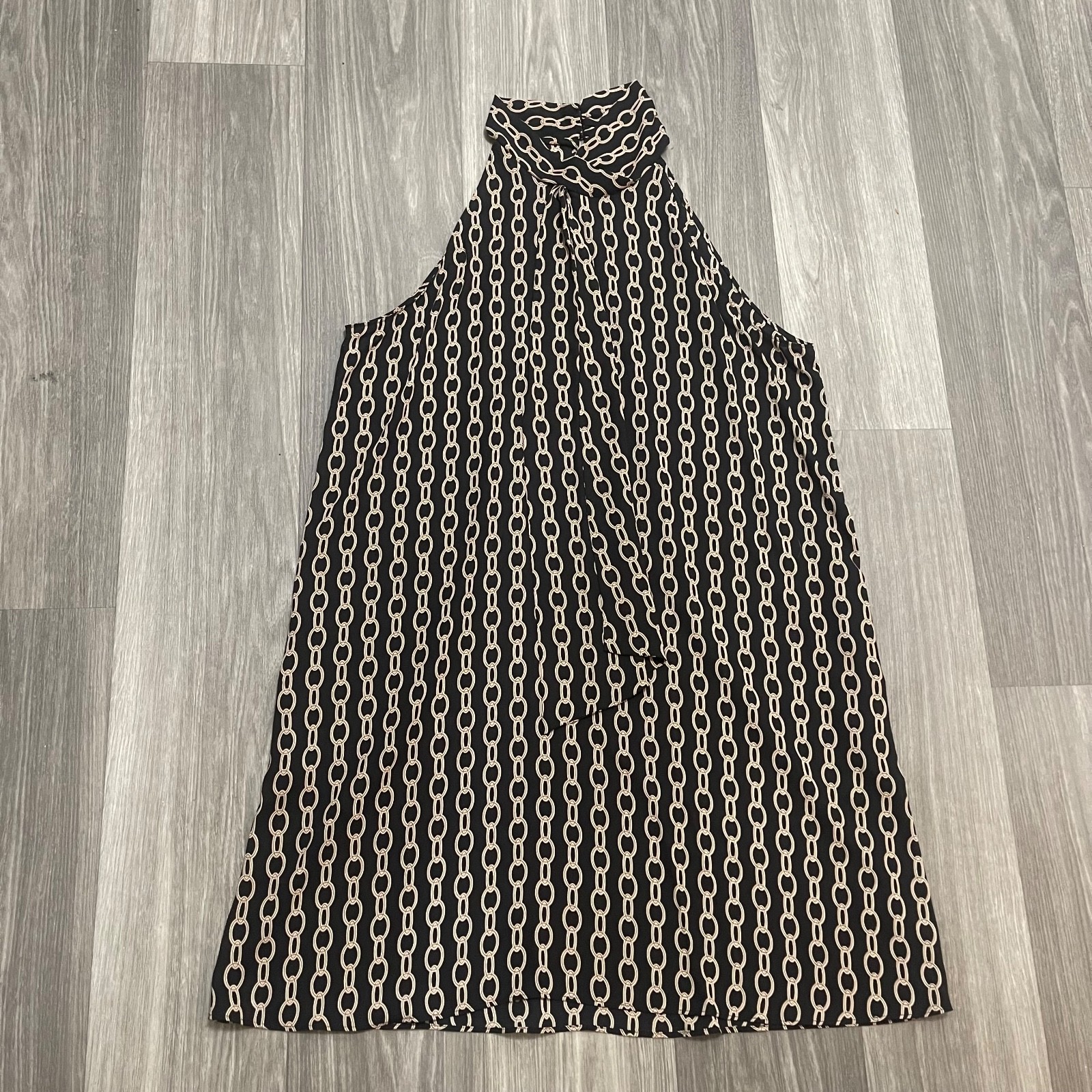 Worthington Women’s XL Sleeveless Chain Print Mock Neck Tie Dress with Pockets